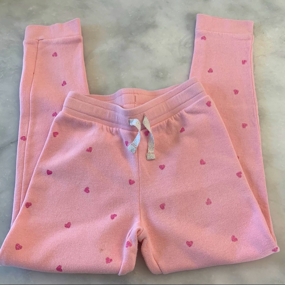H&M Pink Glitter Love heart Joggers. 7/8